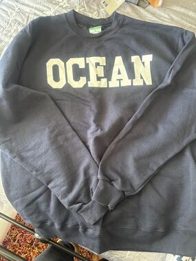 Champion Navy Crewneck Sweatshirt with White OCEAN Logo